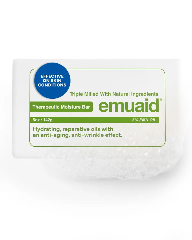 emuaid Barre Nettoyante Thérapeutique Hydratante – Soin visage et corps pour peaux sensibles, 5% huile d’emuaid, huile d’arbre à thé, 5 onces