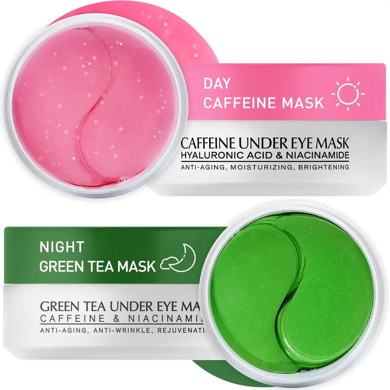 Enaskin Naturals – Kit Patchs Yeux Caféine & Thé Vert (120 Patchs), 2 Pack