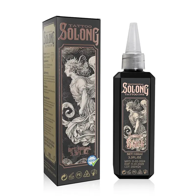 Encre Solong S Series Noir 100 ml – Contour, Ombage et Mélange (TI303S-100-031)