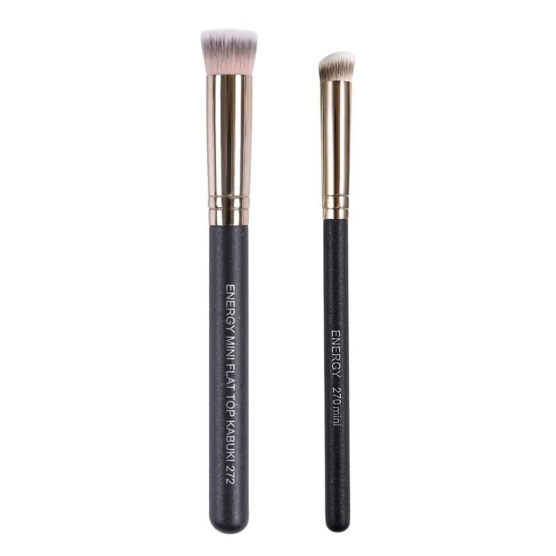 ENERGY Kabuki Pinceaux – Ensemble Mini Kabuki à Tête Plate et Pinceau Correcteur Sous les Yeux