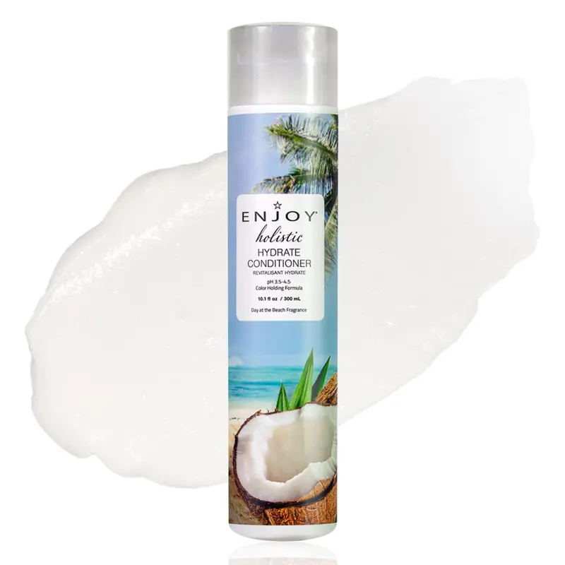 Enjoy Holistic Hydrate Conditionneur – Protéines, Démêlage Doux, Sans sulfates – Bergamote & Coco Torréfié – 10.1 oz