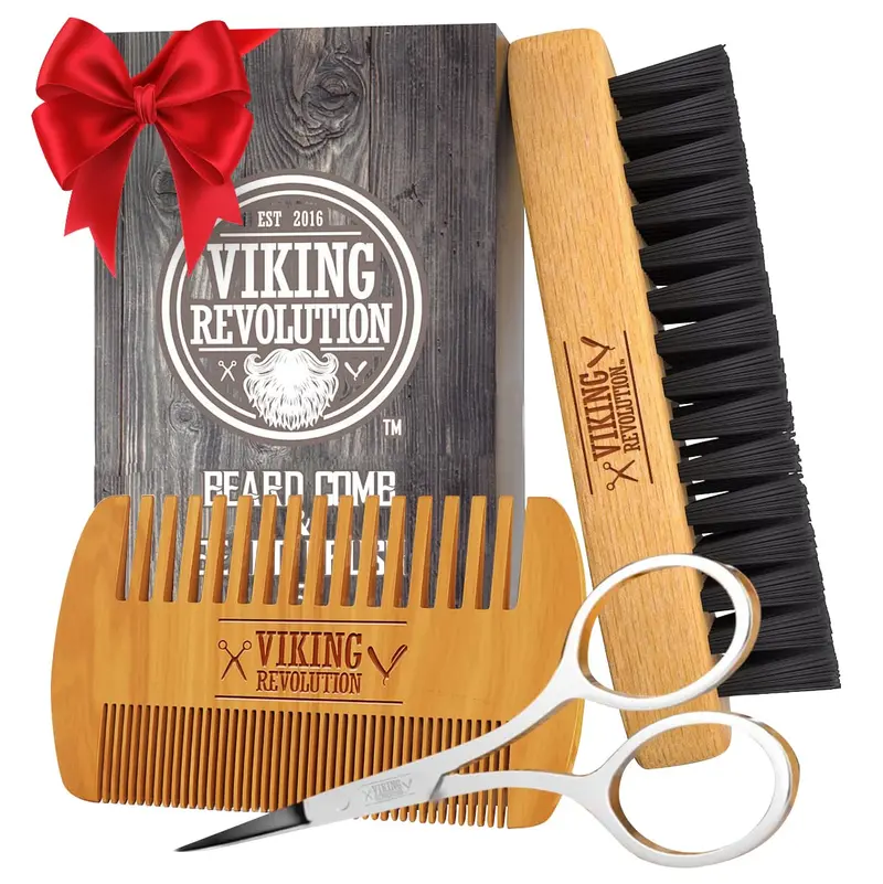 Ensemble Brosse et Peigne Viking Revolution pour Barbe – Bois de Poirier & Bambou