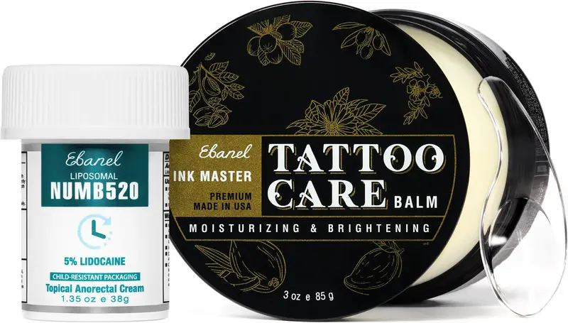 Ensemble Ebanel Numb520 5% Crème anesthésique et Ink Master Baume tatouage – Soin après tatouage 3 oz