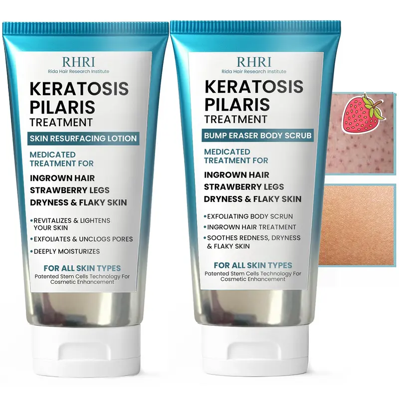 Ensemble KP Bump Eraser Corps – 10% AHA | Glycolique pour KP | Lotion & Gommage | Rida Hair Research Institute