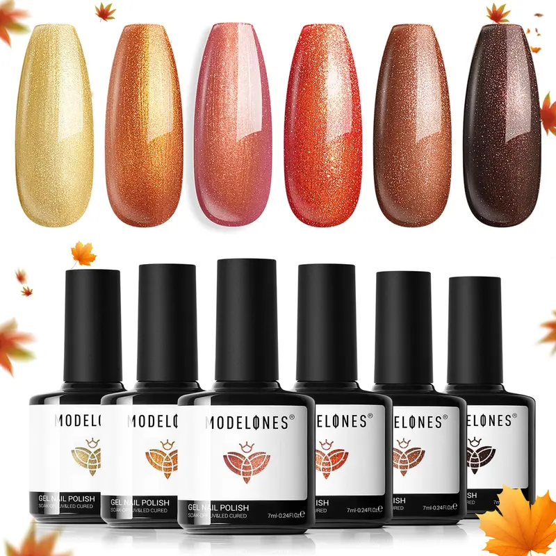 Ensemble Vernis Gel Automne Modelones – 6 Couleurs Caméléon Scintillantes