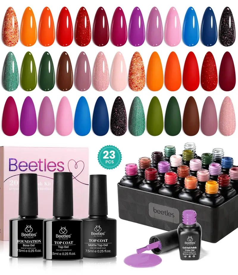 Ensemble Vernis Gel Beetles – Kit Gel Nail 20 Teintes Automne/Hiver LED/UV