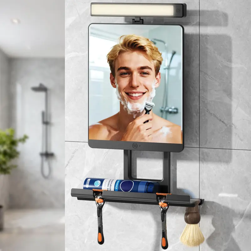 ENVTEK Miroir Douche Chauffé Anti-Buée – 3 Lumières, Sans Perçage, Porte Rasoir (2026)