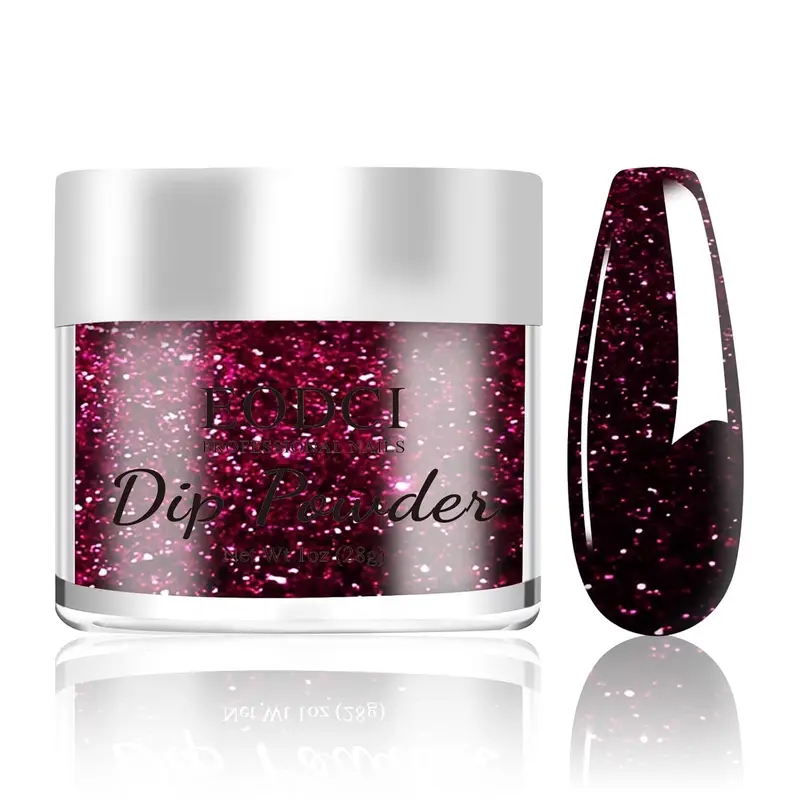 EODCI Poudre Dip Paillette Rouge Vin - 1 oz pour Manucure à Domicile