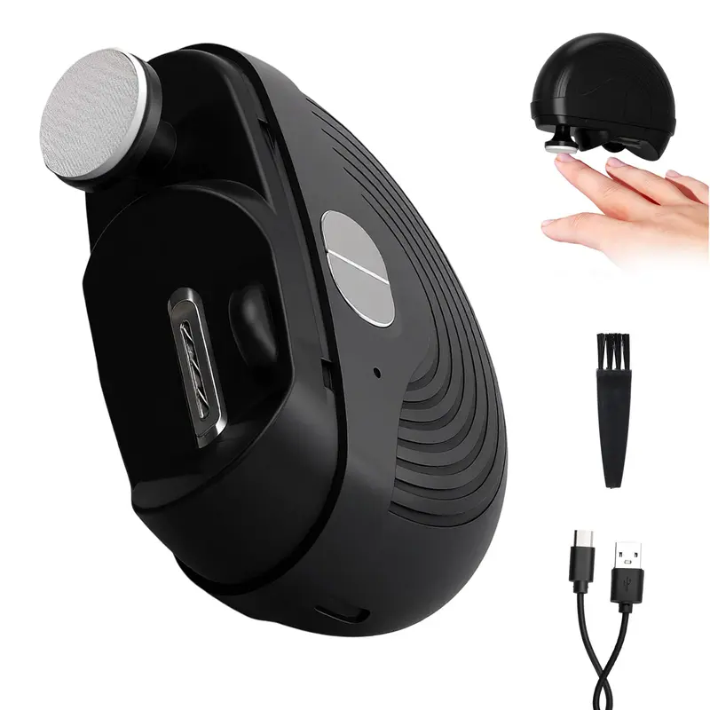 Épilateur automatique et polisseur d’ongles — 3 vitesses, coupe-ongles électrique rechargeable pour adultes et seniors (noir)