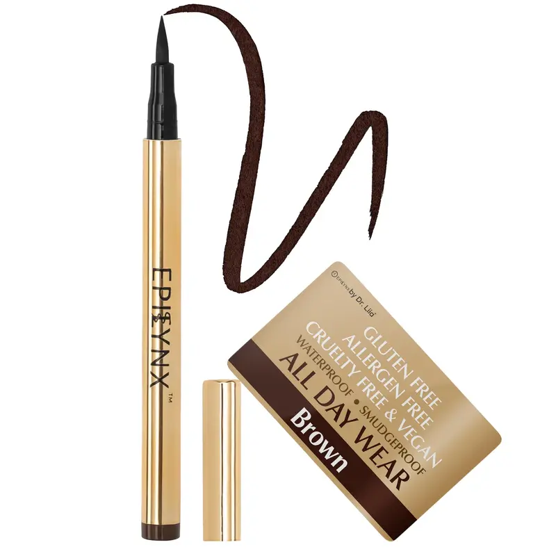 EPILYNX Eyeliner Liquide Brun – Waterproof, Hypoallergénique, Vegan, Sans Gluten, Pointe Fine