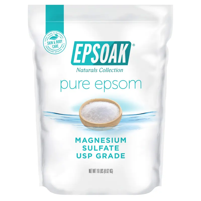Epsoak Sel Epsom USP 19 lb – Magnésium Sulfate Pur Sans Parfum, Sac en vrac Refermable, Fabriqué aux États-Unis