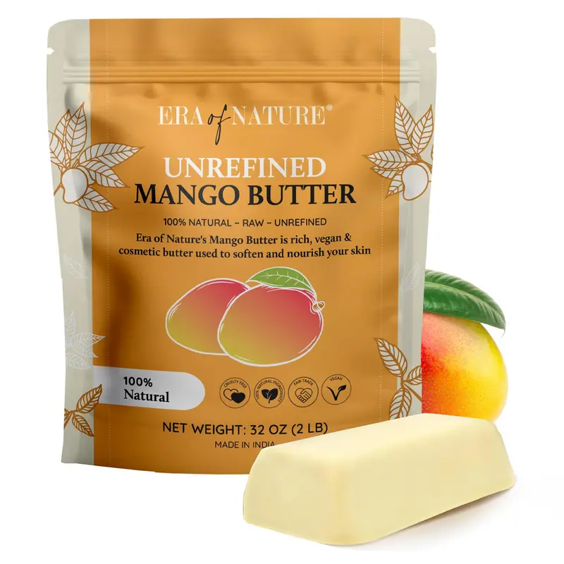 era of nature Beurre mangue brut biologique 32oz — Base hydratante naturelle pour peau et cheveux