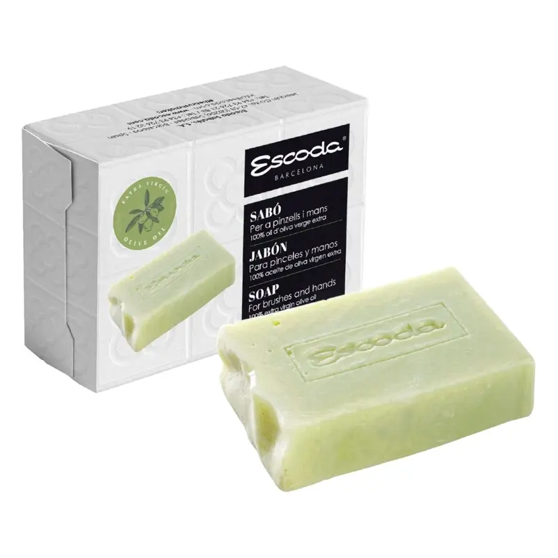 Escoda Savon à l’huile d’olive pour pinceaux — Nettoyage doux des pinceaux et des mains, 100 g