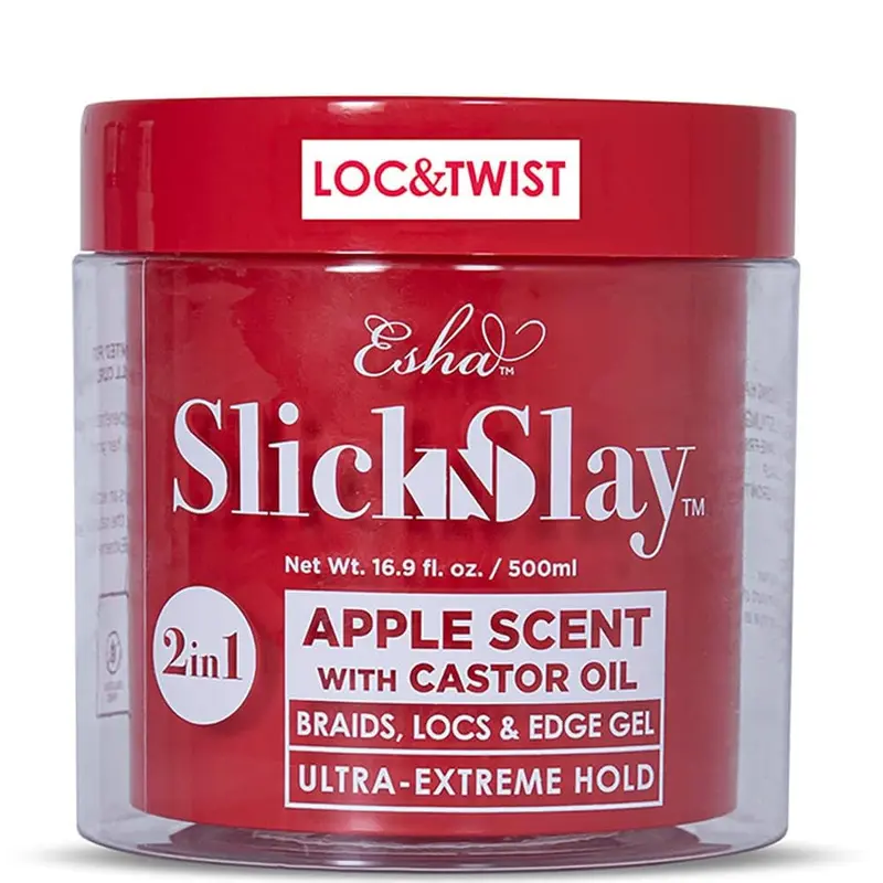 Esha Slick N Slay Gel de tressage – 3 en 1 Ultra Tenue Hydratant Brillance pour Locs, Twist et Tresses (Parfum Pomme, 17 oz)