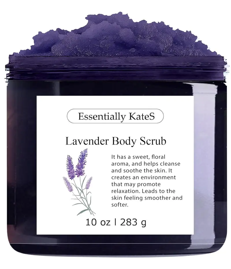 Essentially KateS – Gommage Sel Lavande 284 g – Exfoliant Corporel Naturel Hydratant Sans Parabènes