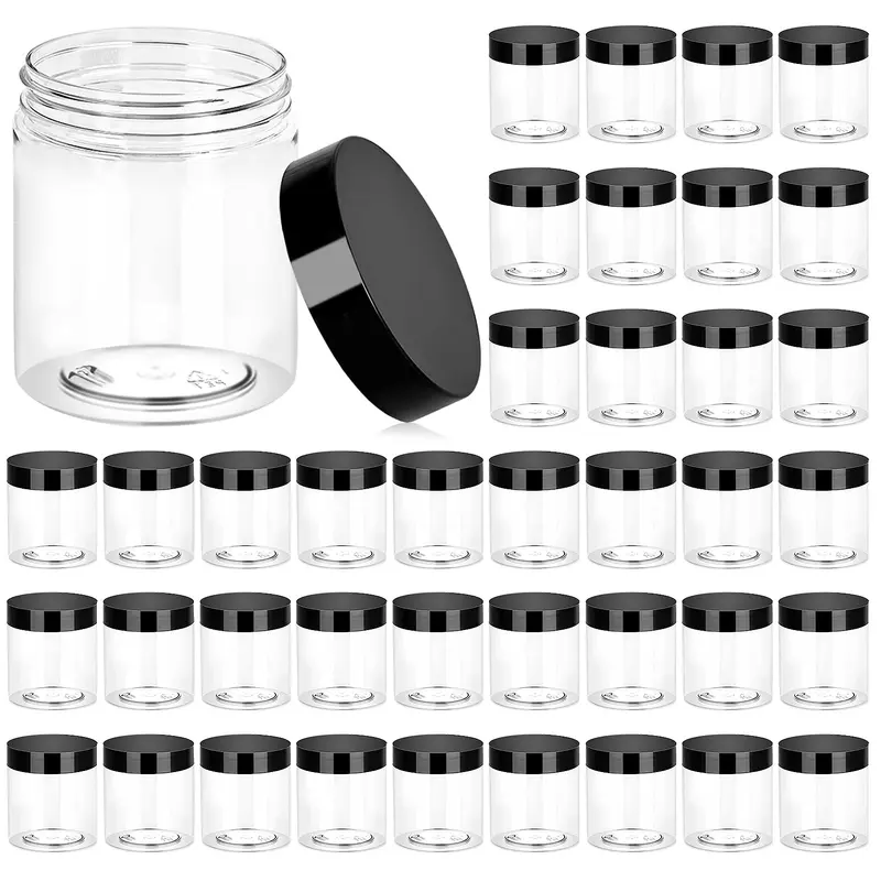 Eternal Moment - Lot de 36 pots plastiques 8 oz (240 ml) avec couvercle – contenants cosmétiques transparents