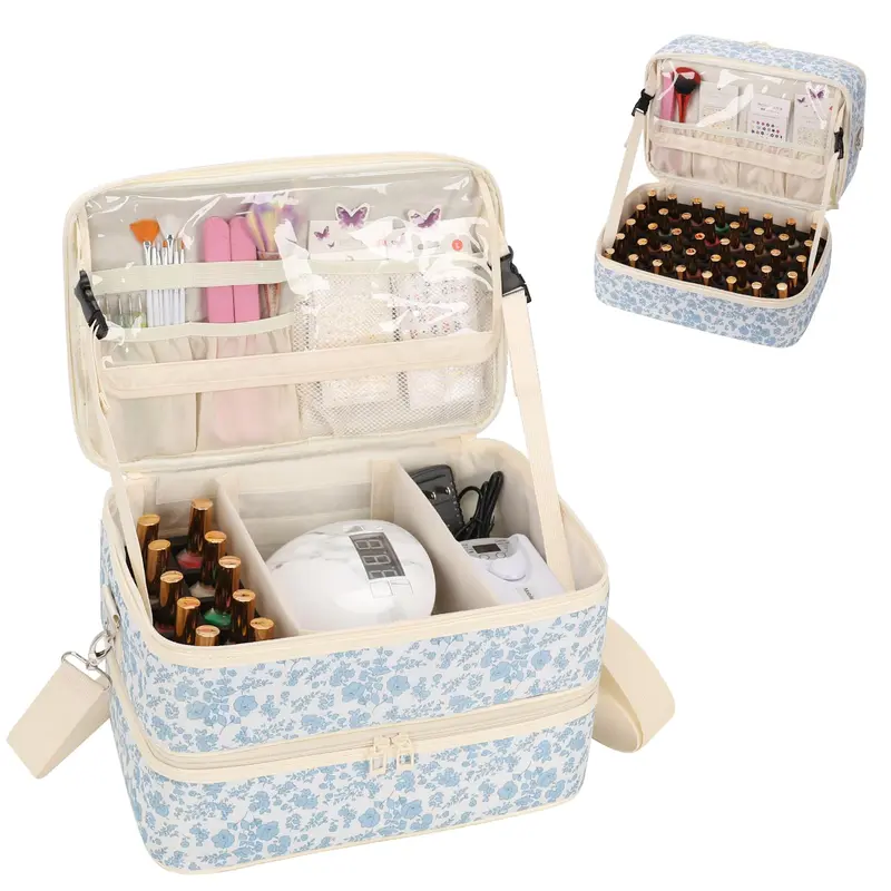 Ethereal Organisateur Vernis à Ongles — Sac Rangement 50+ Flacons et Lampe UV, Voyage