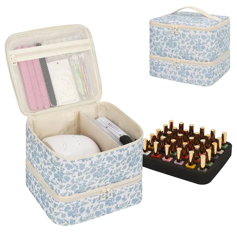 Ethereal Organiseur Vernis — Sac de Rangement 30+ Bouteilles et Lampe UV, Idéal Voyage
