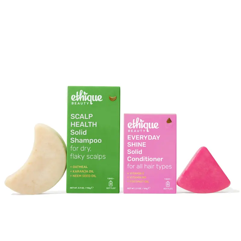 Ethique – Shampoing Solide Cuir Chevelu Sain & Après-Shampoing Solide Sans Plastique (2 pièces)