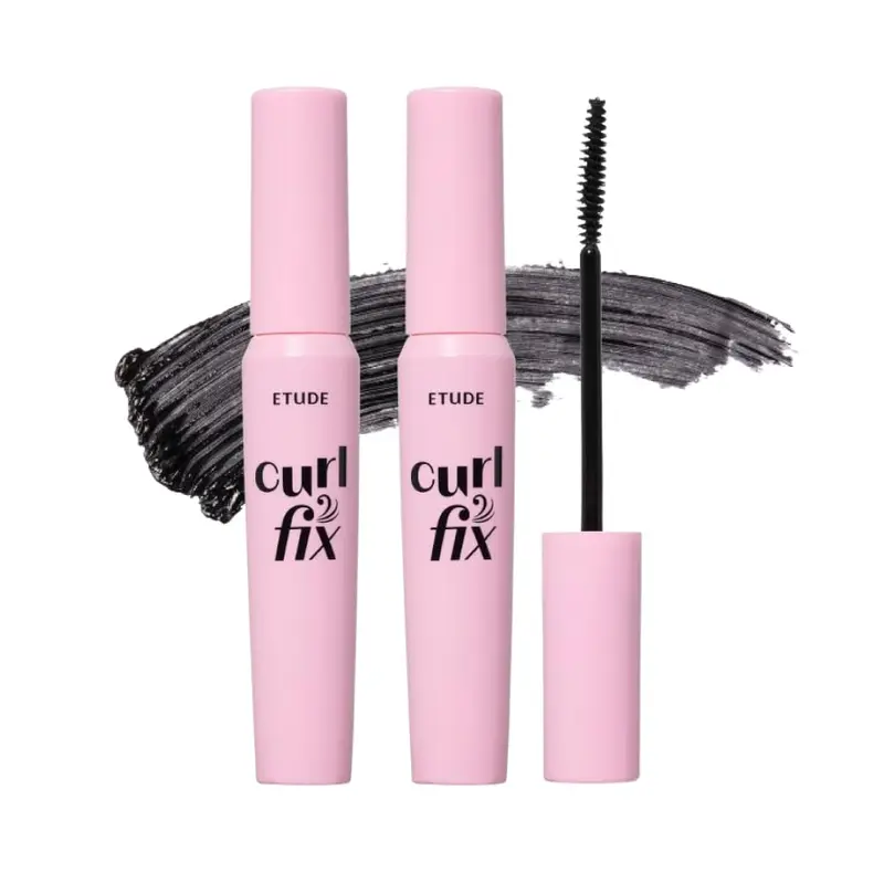 ETUDE Curl Fix Mascara Noir – Coffret 1+1, Boucles durables 24h, Résistant à l'eau, certifié végan