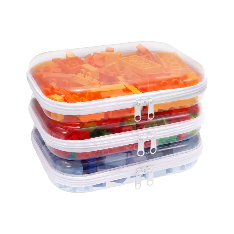 Étui Transparent Rigide SXS LACONIC – Fermetures doubles, lot de 3 (grand/moyen/petit) pour voyage et rangement