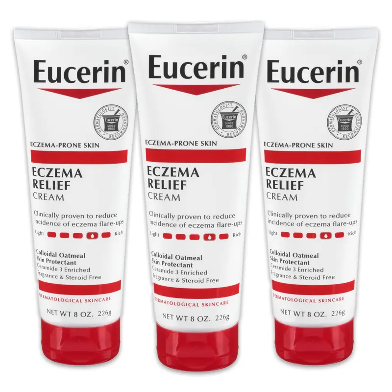 Eucerin Eczema Relief Cream – Crème hydratante corps pour peau sujette à l’eczéma (pack de 3 tubes, 8 oz)