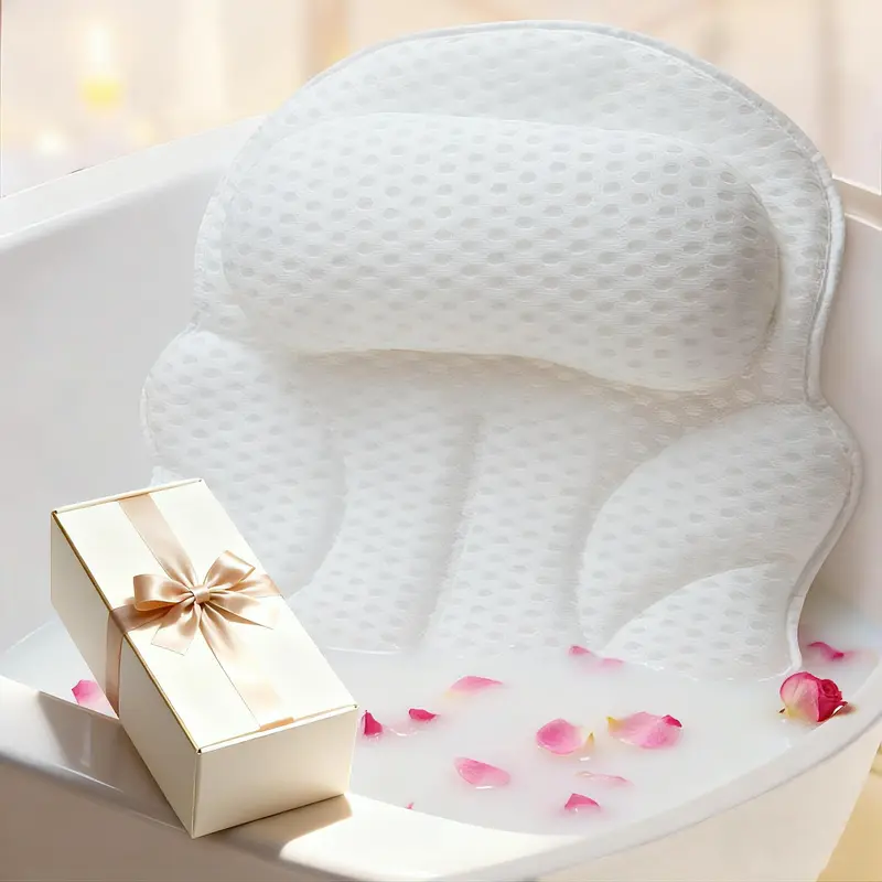 EULAXLAB Oreiller de Bain Ergonomique – Support Tête & Dos, Mesh 4D, Ventouses