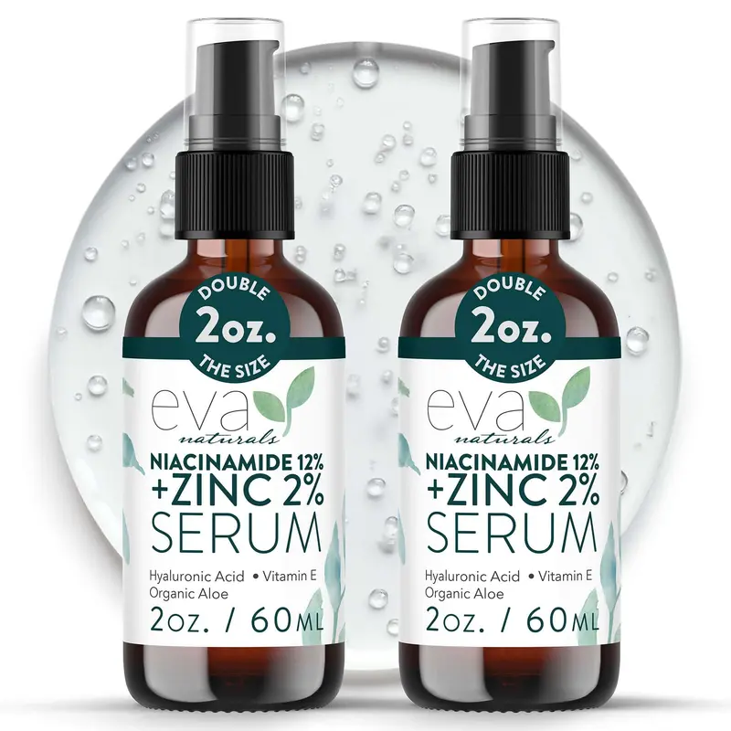 Eva Naturals Niacinamide 12% + Zinc Serum – Taches, pores et hydratation (2 pack)
