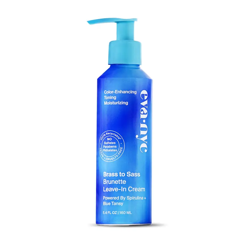 Eva NYC Brass to Sass Brunette – Crème leave-in pour cheveux colorés, ton bleu vegan sans rinçage