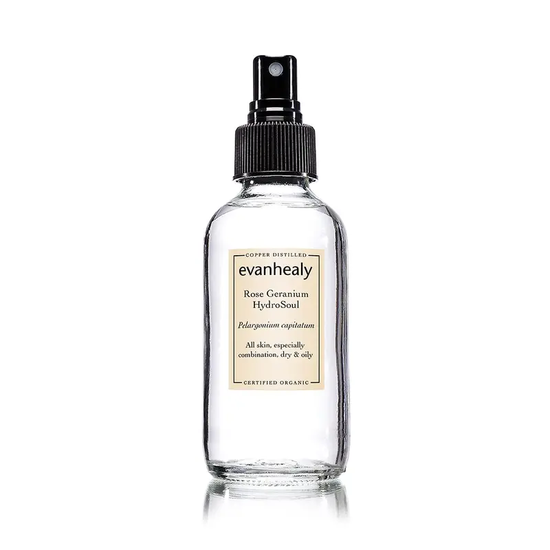 Evanhealy Rose Geranium HydroSoul — Distillé cuivre, hydrosol doux | Tonique visage léger, équilibrant pour toutes les peaux