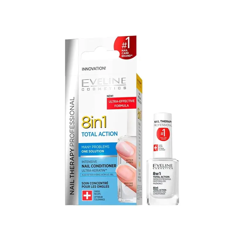 Eveline Cosmetics Total Action 8 en 1 – Soin intensif des ongles et conditionneur