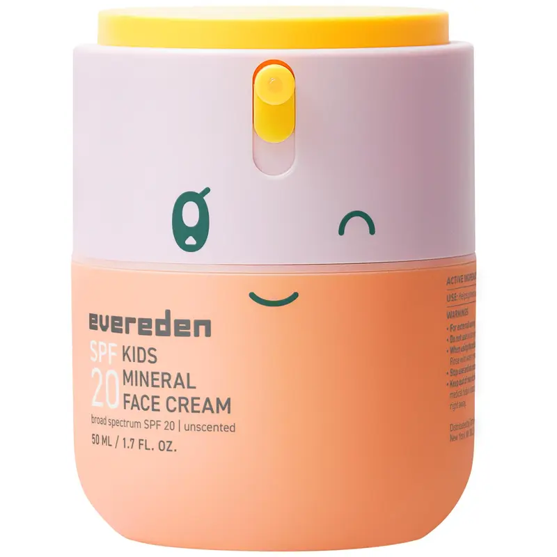 Evereden Crème Visage Enfants – 50 ml, Sans Parfum, SPF 20, Hydratation Minérale et Soin Propre