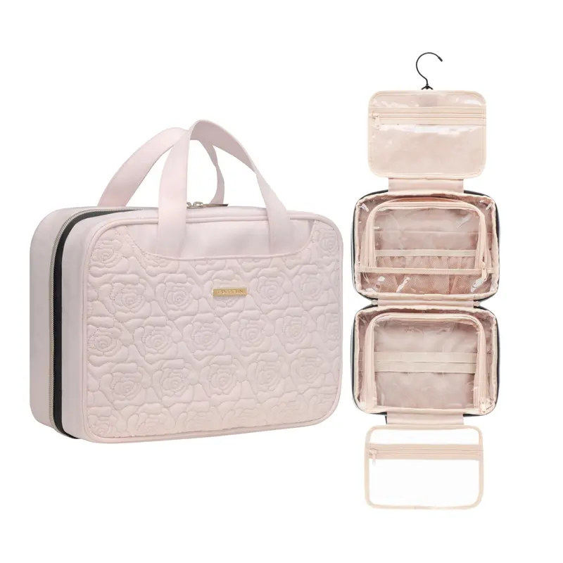 Everfun Sac de toilette suspendu de voyage – Organiseur maquillage étanche et compartiments, cadeau Saint-Valentin