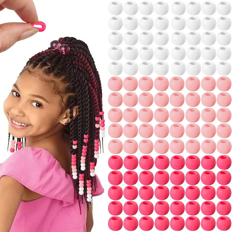 Everfunny - 120 perles silicone pour cheveux - tresses colorées et douces (rose)
