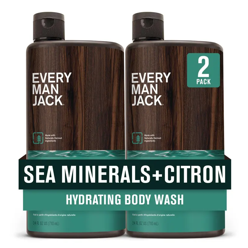 Every Man Jack Gel Douche Sea Minerals Citron pour Hommes – Hydratant et Naturel – 2 Bouteilles