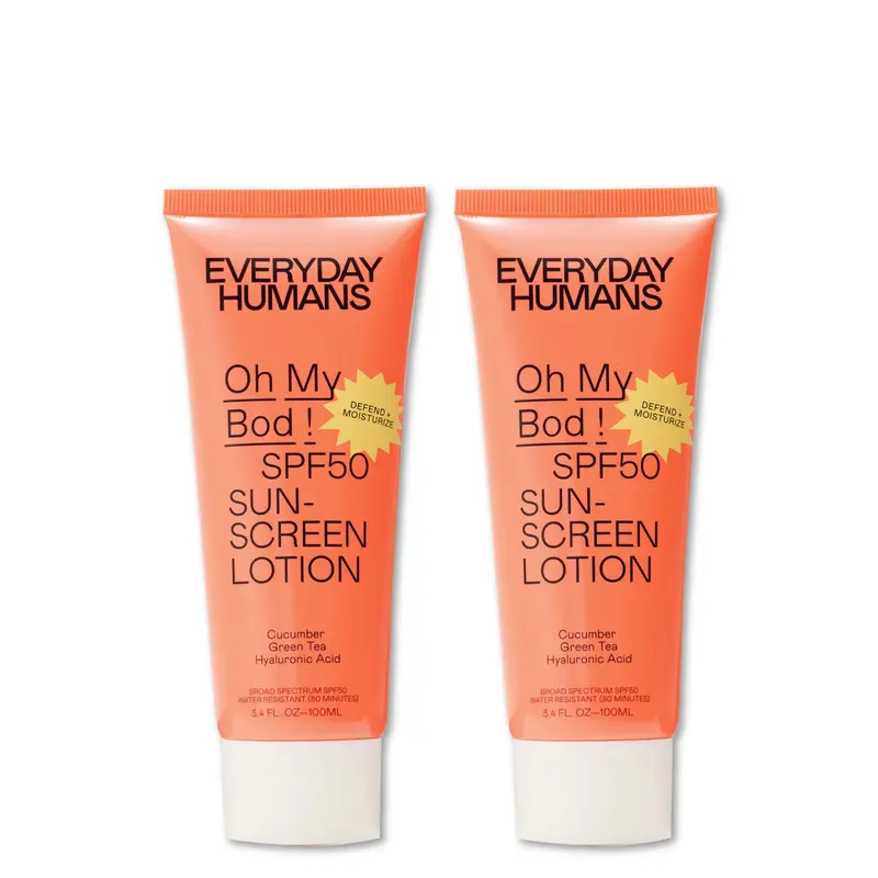 Everyday Humans Oh My Bod SPF50 – Crème solaire visage et corps 3,4 oz (Pack de 2)