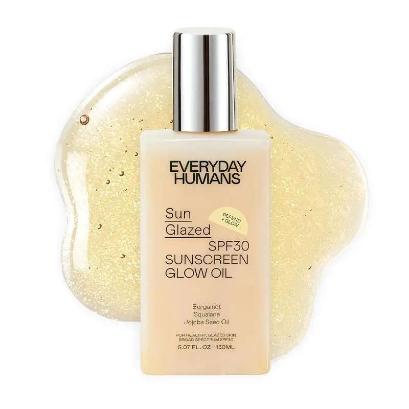 EVERYDAY HUMANS Sun Glazed SPF30 – Huile Corps Éclat Doré, Hydratante et Non Collante, UVA/UVB, 150 ml