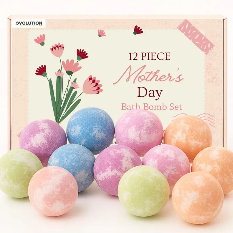 EvolutionUSA Bombes de Bain pour Maman – Coffret Fête des Mères 12 Bombes Luxueuses et Relaxation