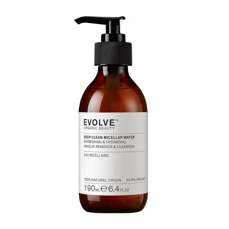Evolve Organic Beauty - Eau Micellaire Propre et Profonde | Rafraîchir, Hydrater, Apaiser | Moringa Peptides, Acide Hyaluronique | Végan & Bio (6,4 fl oz / 190 mL) Emballage Variable