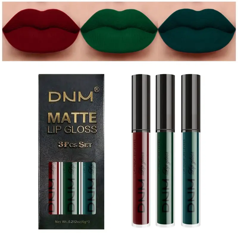 evpct – Lot de 3 Rouges Liquides Mat – Rouge Profond, Vert Émeraude et Teinte Sombre – Longue Tenue 24h, Résistant à l'Eau
