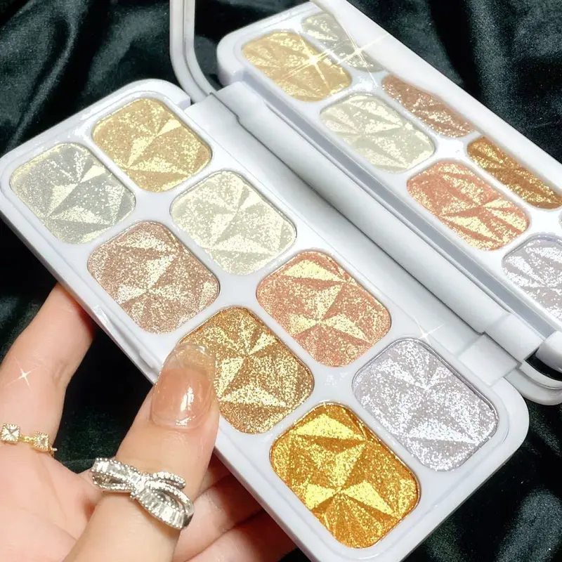 evpct Palette Surligneur 8 Couleurs – Éclat Visage & Décolleté, Brillance Diamant Durable