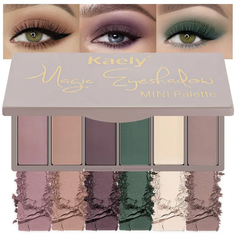 evpct Palette Yeux Mauve Mini – 6 Teintes Matte, Métallique & Shimmer, Miroir Intégré