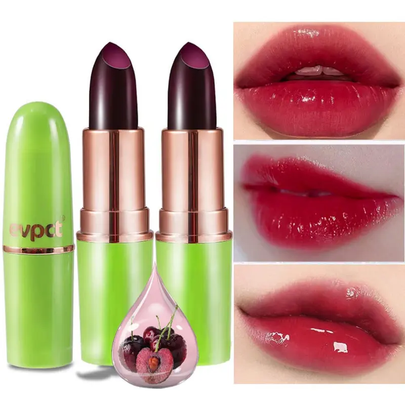 evpct Rouge à Lèvres Magique 2 Pièces – Changement de Couleur Cerise, Hydratant et Longue Tenue 24h