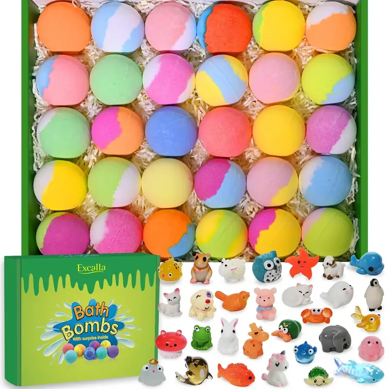 Excalla – Bombes de Bain pour Enfants avec Surprise à l’Intérieur – Coffret de 30 Pièces