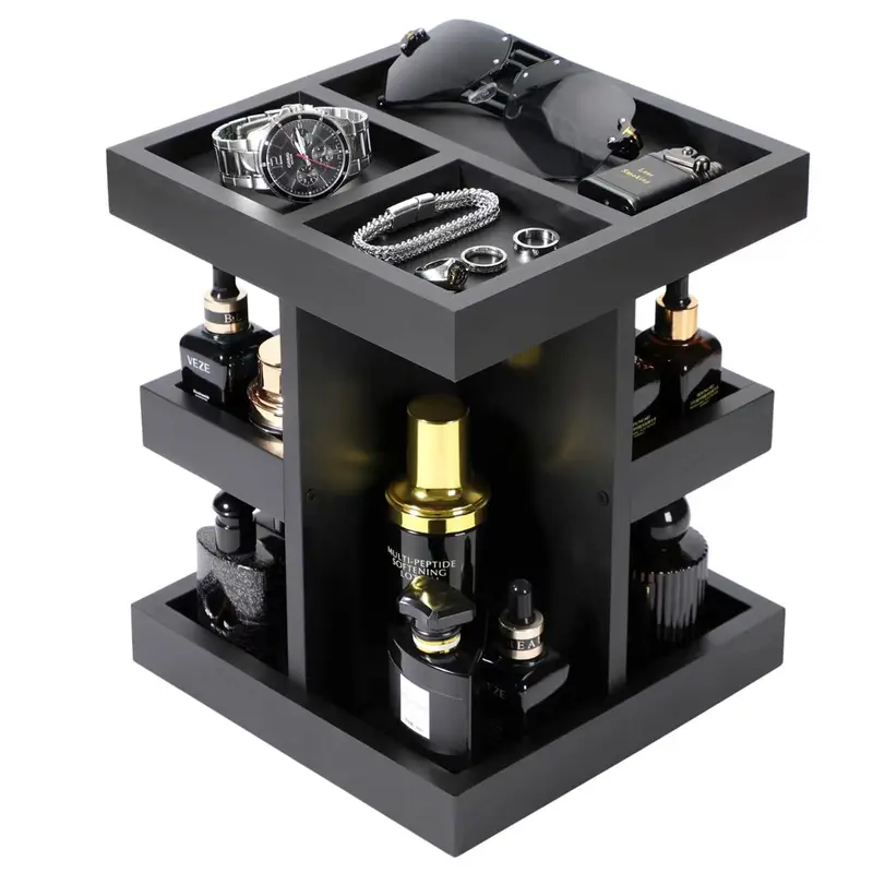 EXIN DECHEN — Organisateur de Cologne pour Homme, Porte-parfum en Bois à 3 Niveaux avec Rotation 360°
