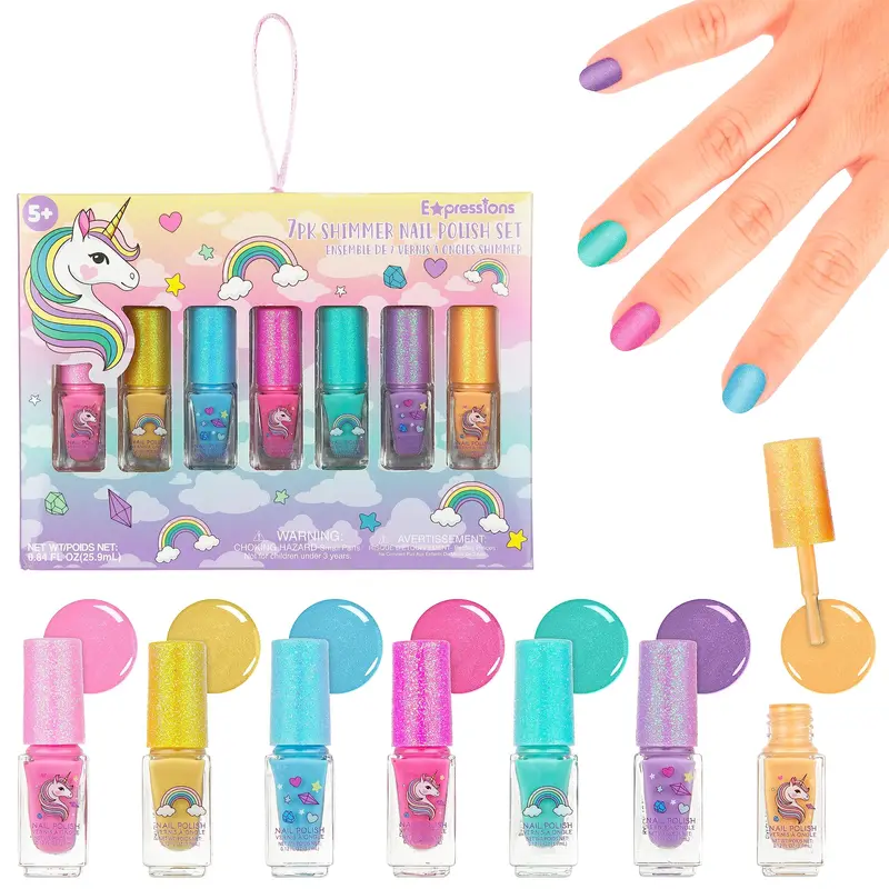 EXPRESSIONS – 7 Pièces Vernis Scintillants Licorne, Cap Pailleté, Séchage Rapide, Non Toxique