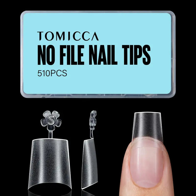 Extensions d’ongles Coffin Court TOMICCA – 510 pièces, 12 tailles, fini mat