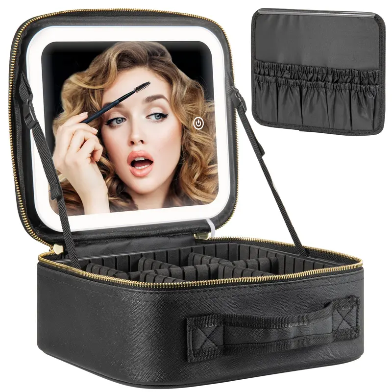 Extrei Gent Trousse de Maquillage de Voyage avec Miroir LED et Lumière Ajustable