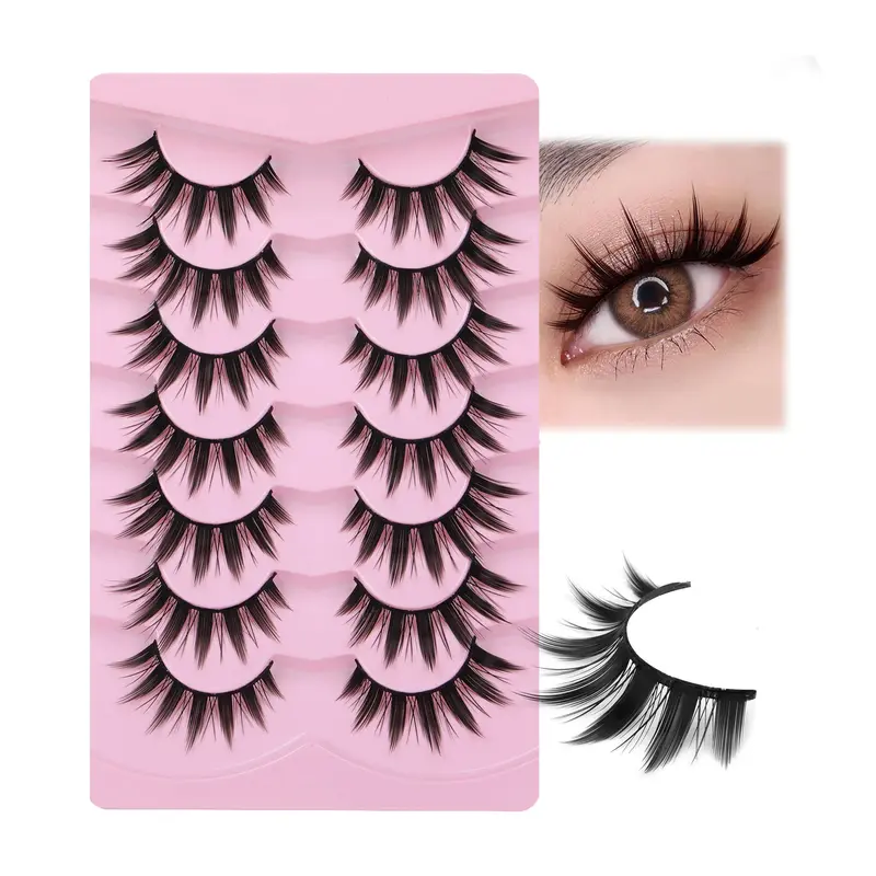 EYDEVRO Cils Manga Anime – Faux Cils Cosplay Japonais, Épines Dramatiques, Pack 7 Paires
