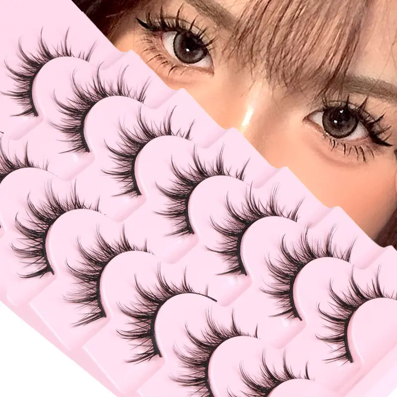 EYDEVRO Manga Cils – Look Naturel 3D Wispy, Faux Cils Anime, 7 Paires